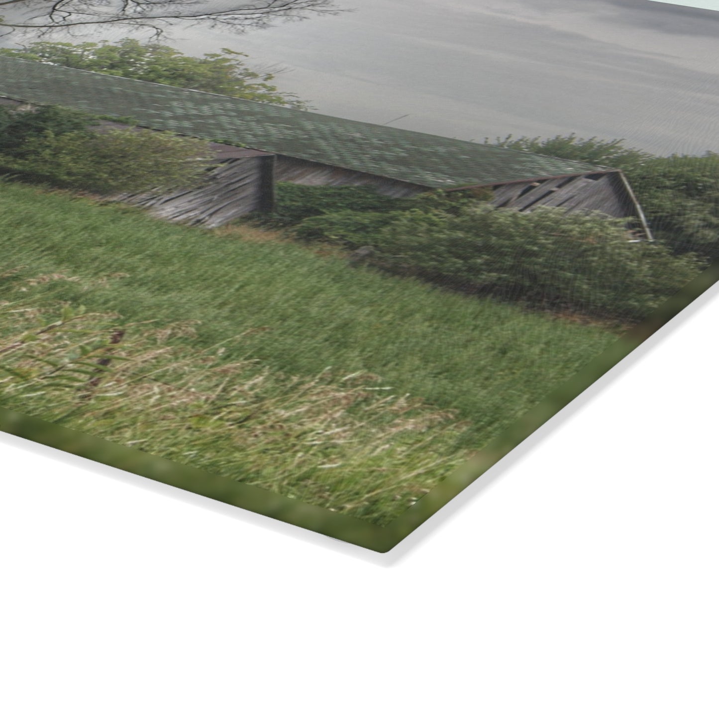 U R There Photography Wilder Road Grey III Rustic Farmhouse Tempered-Glass Cutting Board