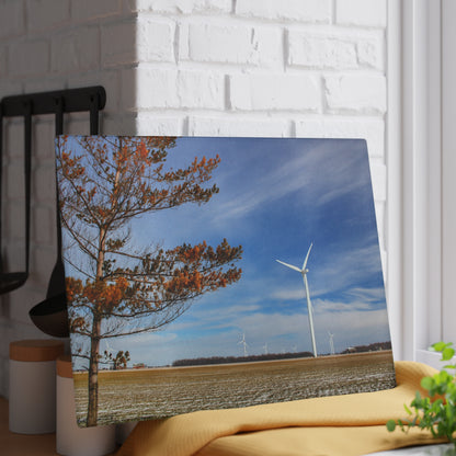 U R There Photography Winter Windmills Rustic Farmhouse Tempered-Glass Cutting Board