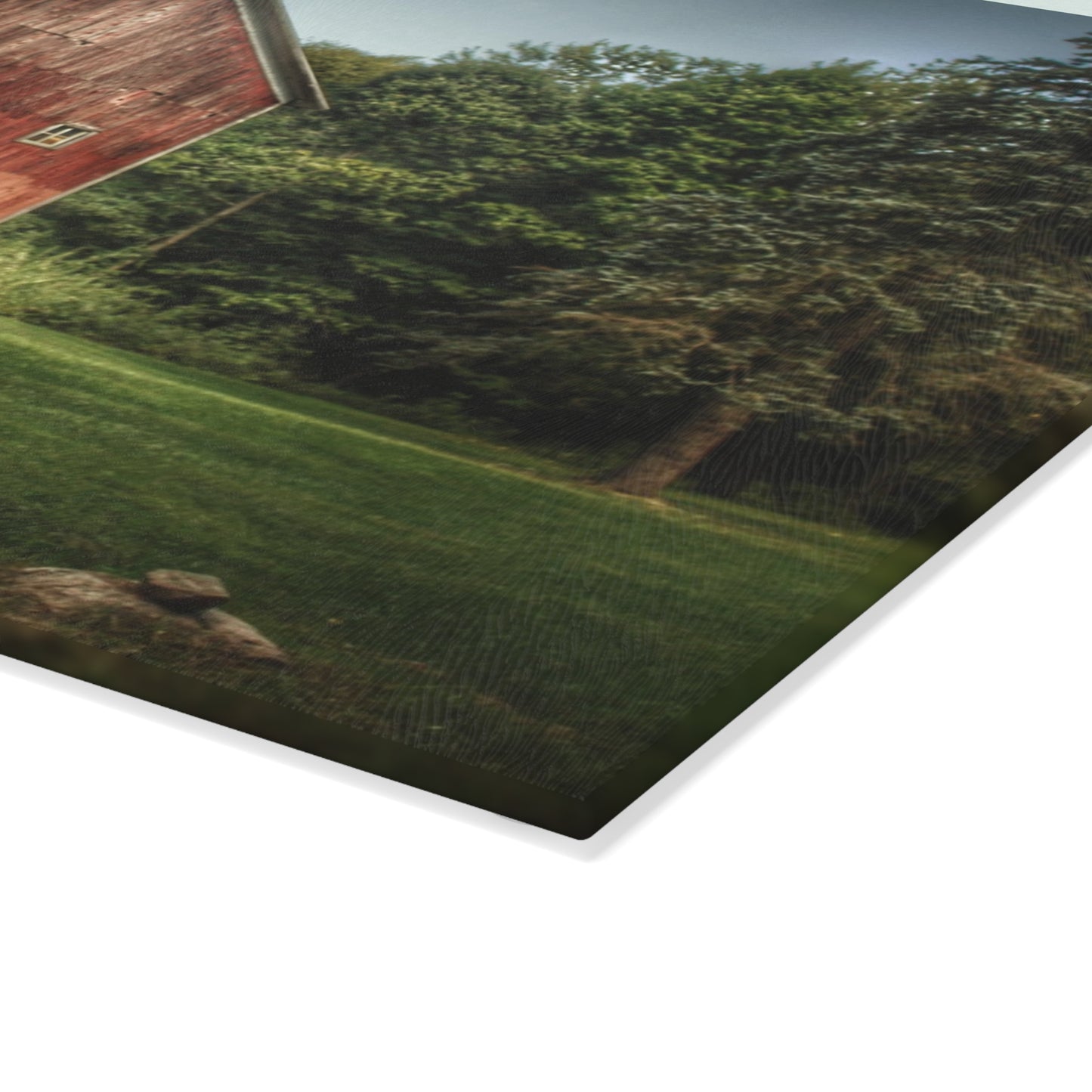 U R There Photography Buckhorn Lake Road Red Rustic Farmhouse Tempered-Glass Cutting Board