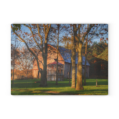 U R There Photography Hunters Creek Hidden Red Rustic Farmhouse Tempered-Glass Cutting Board