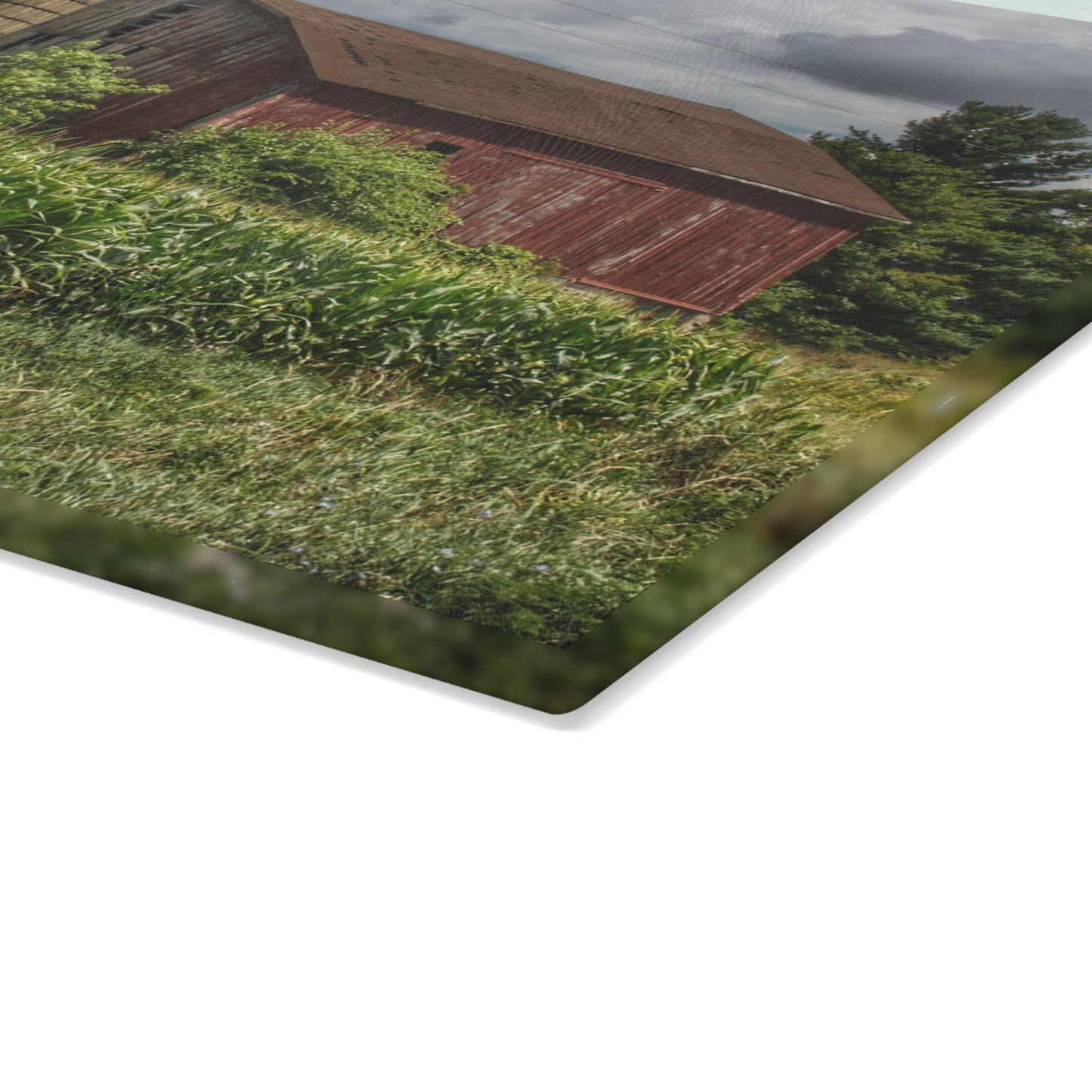 U R There Photography Armstrong Road Red III Rustic Farmhouse Tempered-Glass Cutting Board