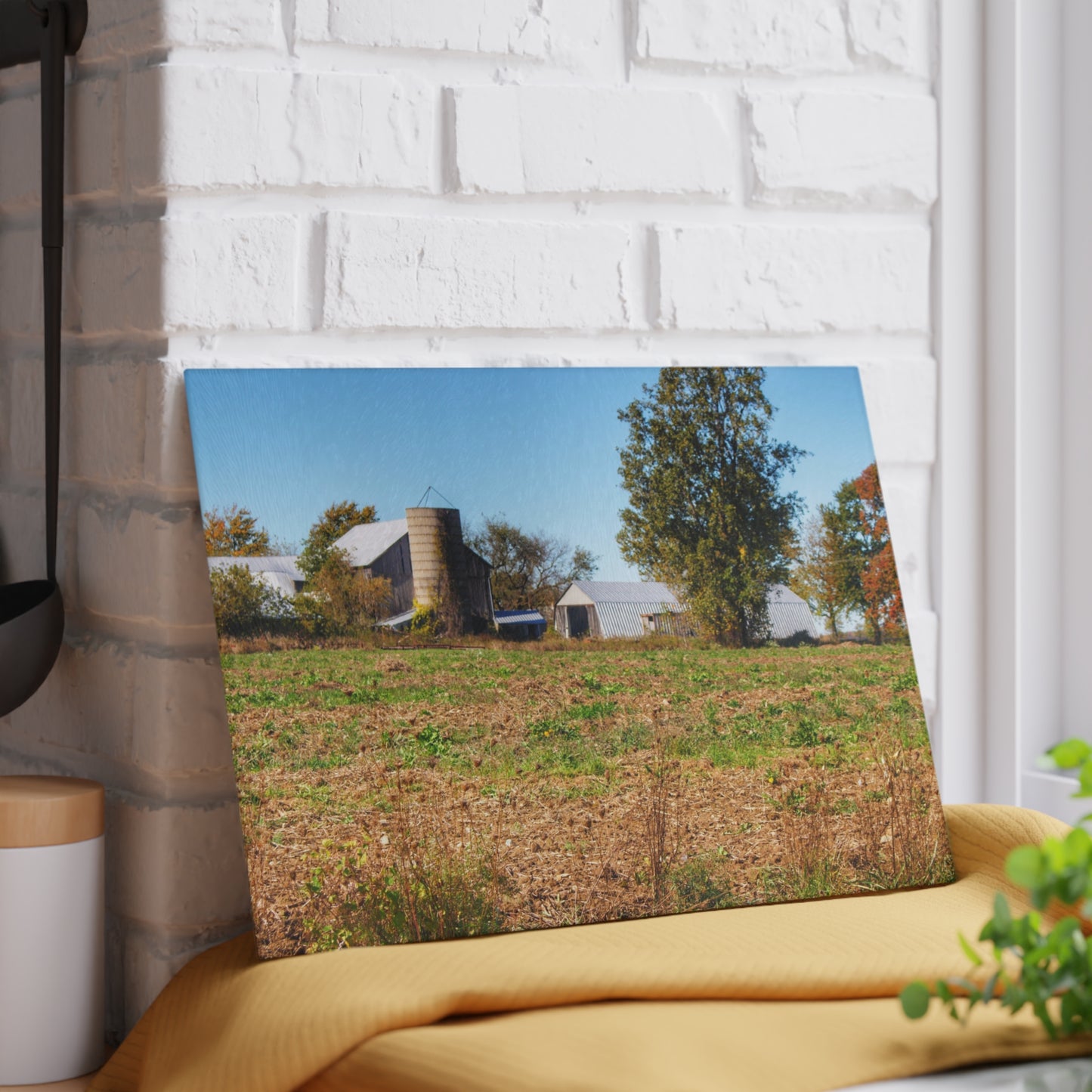 U R There Photography Freiberger Road Greys Rustic Farmhouse Tempered-Glass Cutting Board