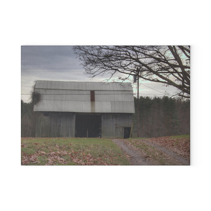 U R There Photography Grey Horse Barn Rustic Farmhouse Tempered-Glass Cutting Board