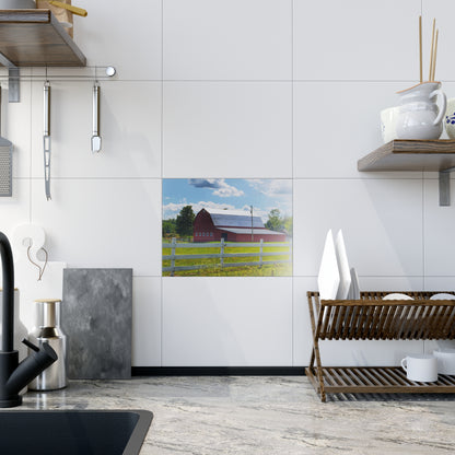 U R There Photography Burt Road Red Rustic Farmhouse Decorative Ceramic Tile