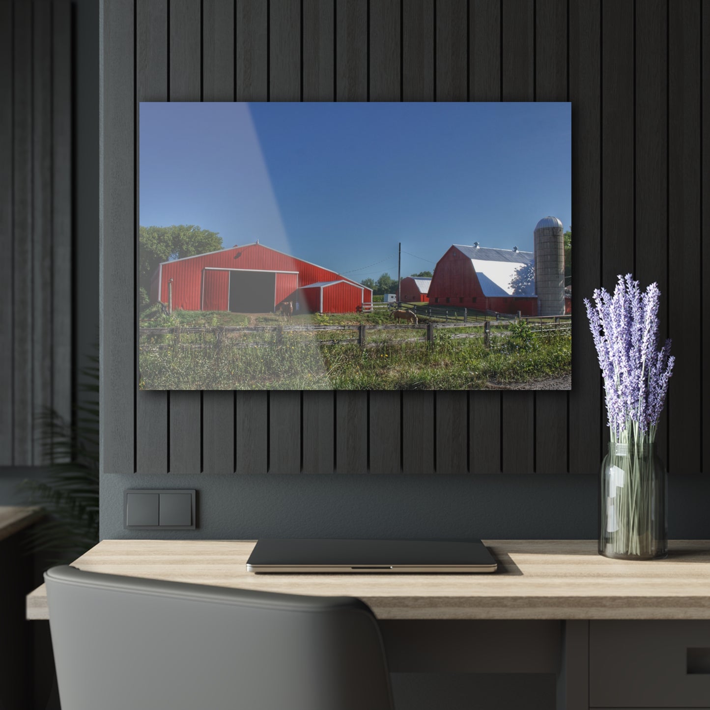 U R There Photography Mount Morris Road Farm and Horse Rustic Farmhouse Acrylic Wall Print