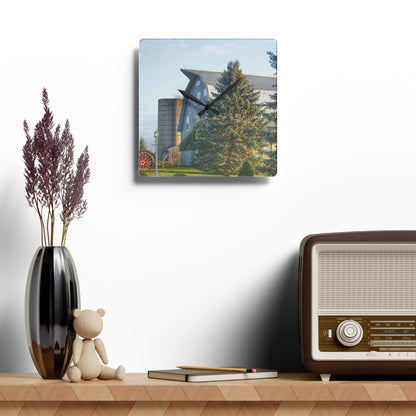 U R There Photography Peppermill Grey Rustic Farmhouse Acrylic Analog Wall Clock