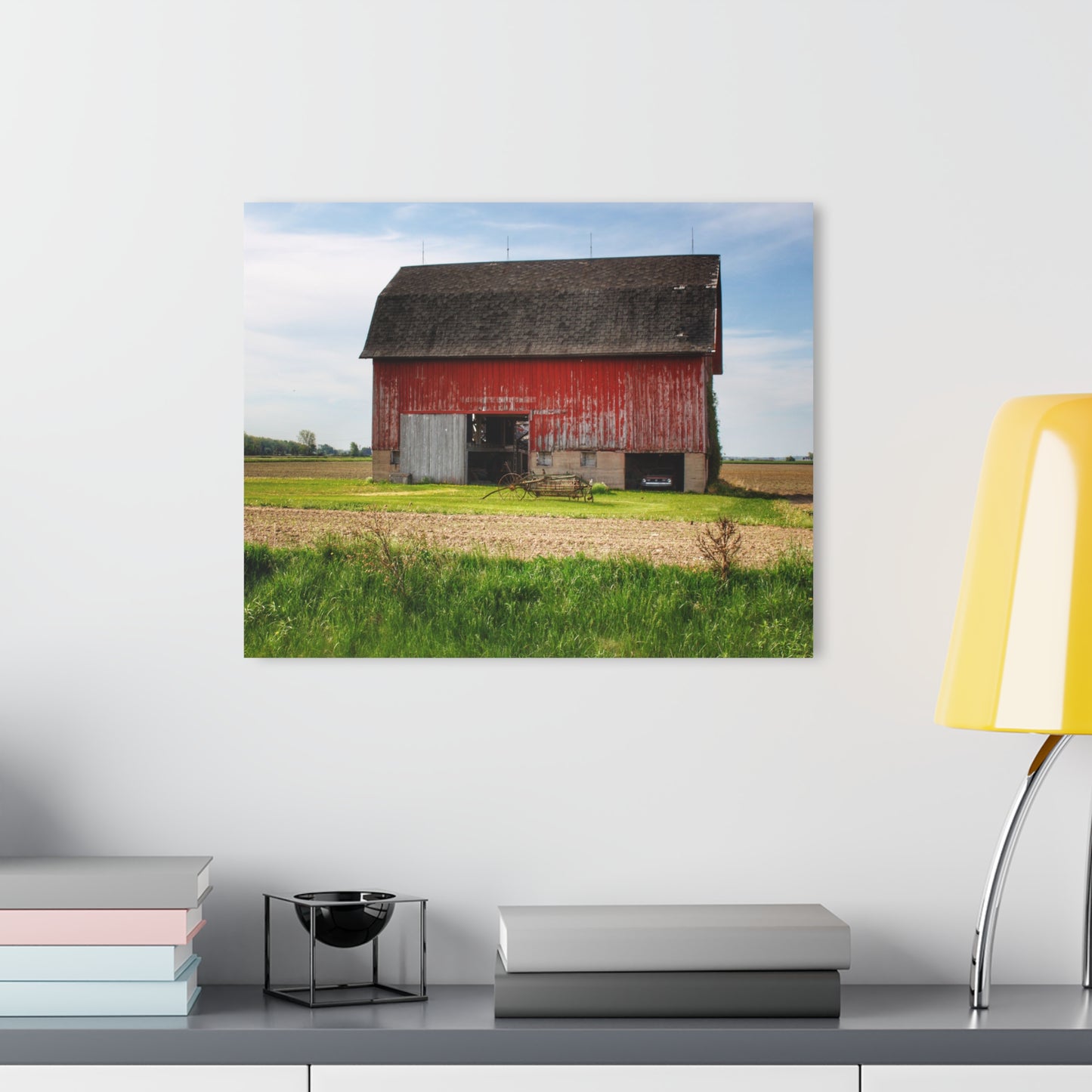 U R There Photography Unionville Elmwood Road Red I Rustic Farmhouse Acrylic Wall Print
