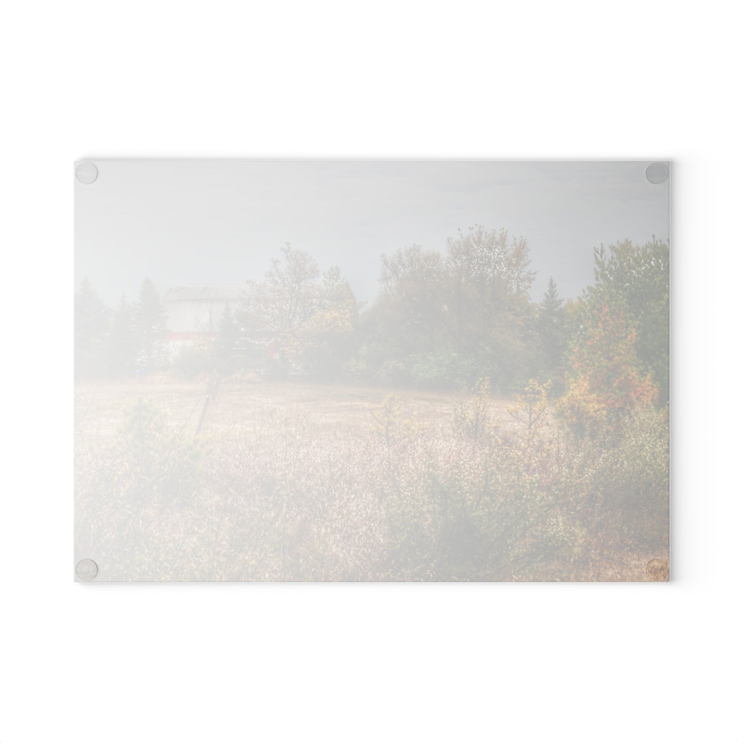 U R There Photography Hadley Road Hidden Red in Fall Rustic Farmhouse Tempered-Glass Cutting Board