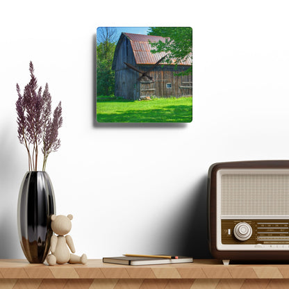 U R There Photography Sergent Road Grey Rustic Farmhouse Acrylic Analog Wall Clock