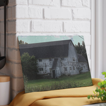 U R There Photography Metamora M-24 White Rustic Farmhouse Tempered-Glass Cutting Board