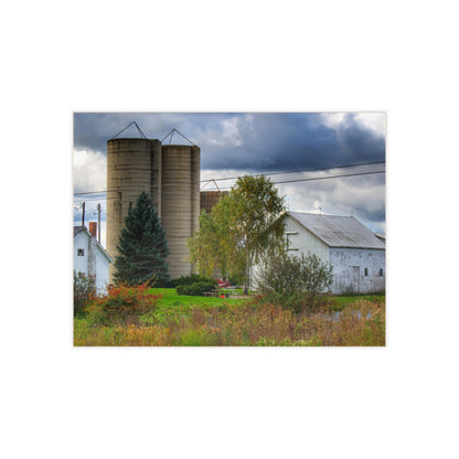 U R There Photography Baldwin White and Silos Rustic Farmhouse Decorative Ceramic Tile 6" × 8" Glossy