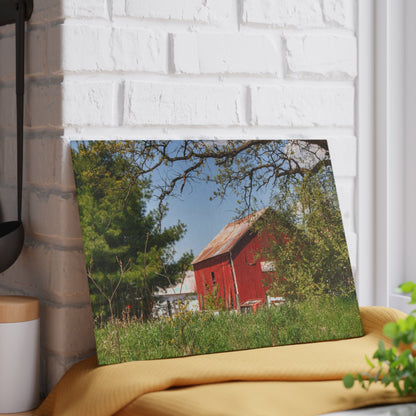 U R There Photography Bronson Lake Road Barn at the Bend Rustic Farmhouse Tempered-Glass Cutting Board