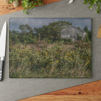 U R There Photography Almont Road Grey Rustic Farmhouse Tempered-Glass Cutting Board