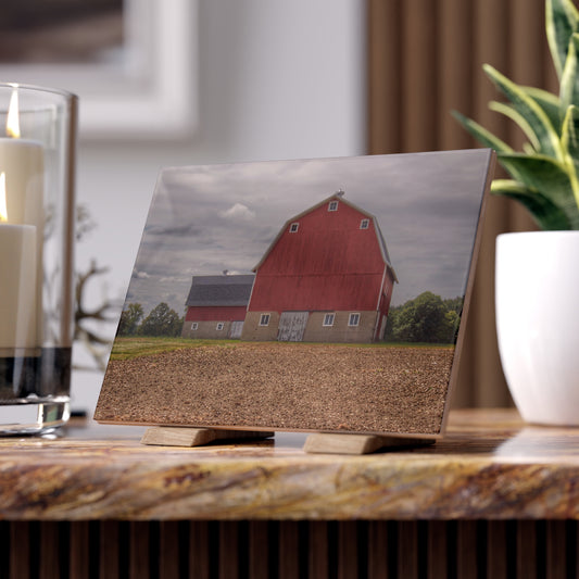 U R There Photography Cade Road Red I Rustic Farmhouse Decorative Ceramic Tile