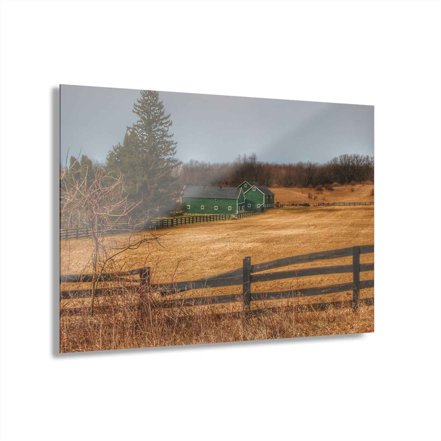 U R There Photography Green Barns and Broken Fences Rustic Farmhouse Acrylic Wall Print