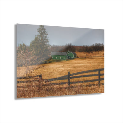 U R There Photography Green Barns and Broken Fences Rustic Farmhouse Acrylic Wall Print