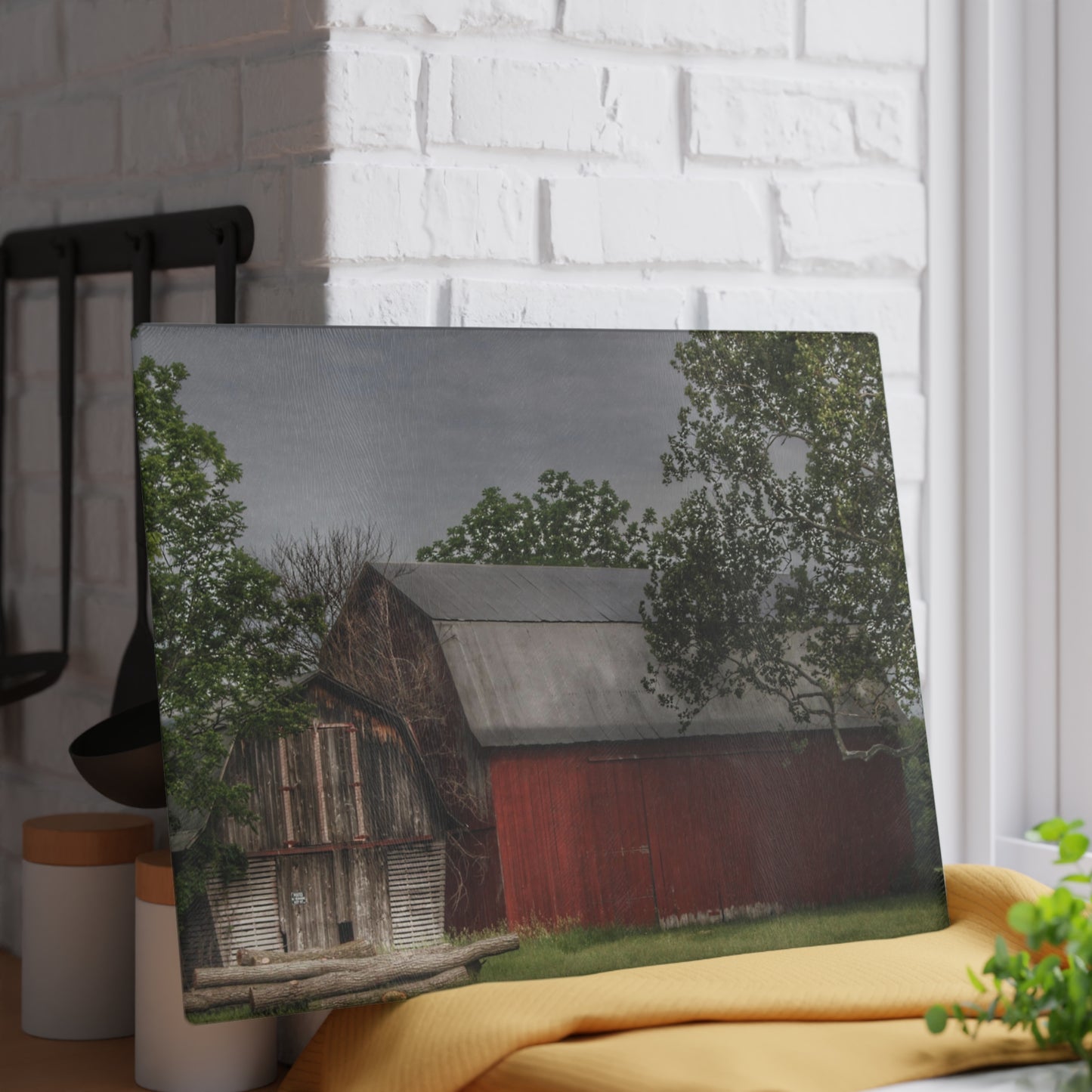 U R There Photography Barkley Road Buddies Rustic Farmhouse Tempered-Glass Cutting Board