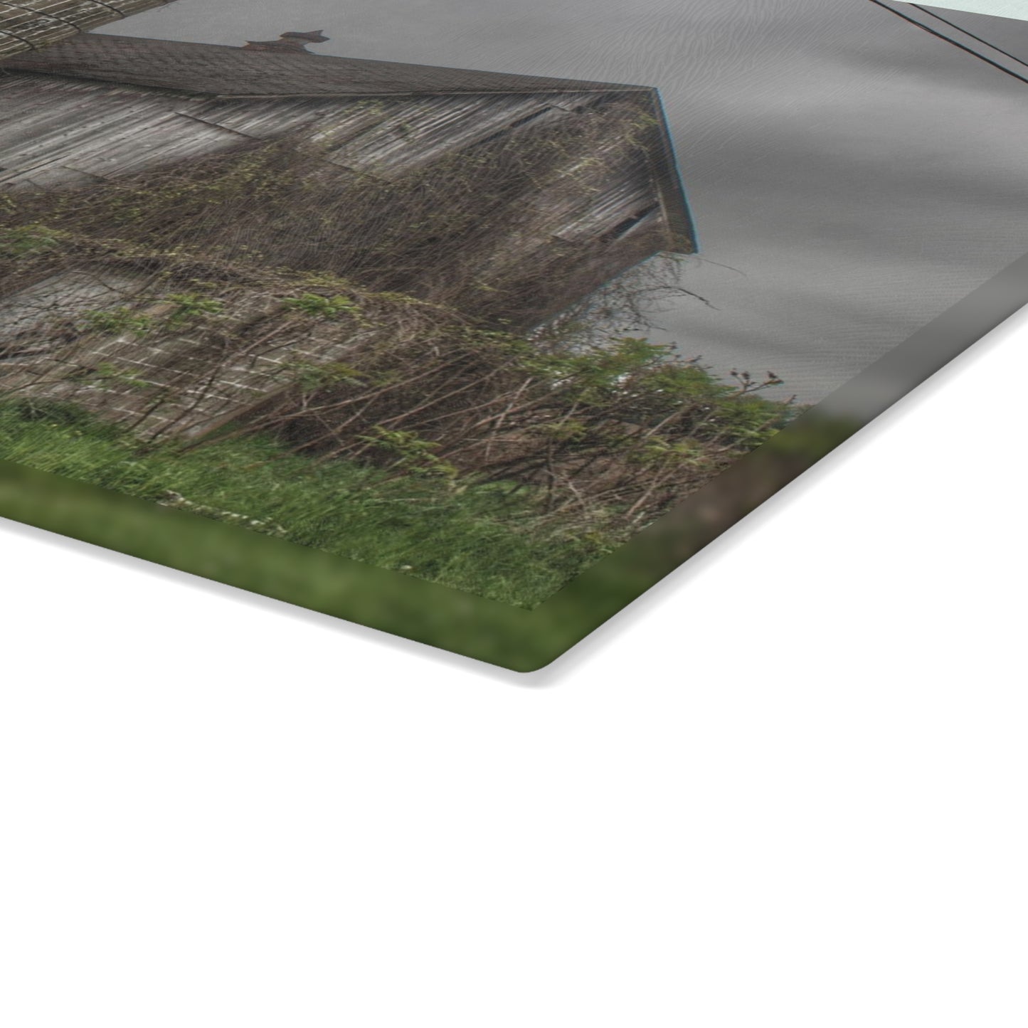 U R There Photography Metamora M-24 Grey I Rustic Farmhouse Tempered-Glass Cutting Board