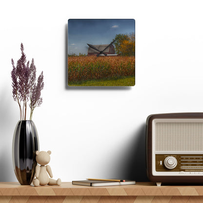 U R There Photography Clifford Road Red III Rustic Farmhouse Acrylic Analog Wall Clock