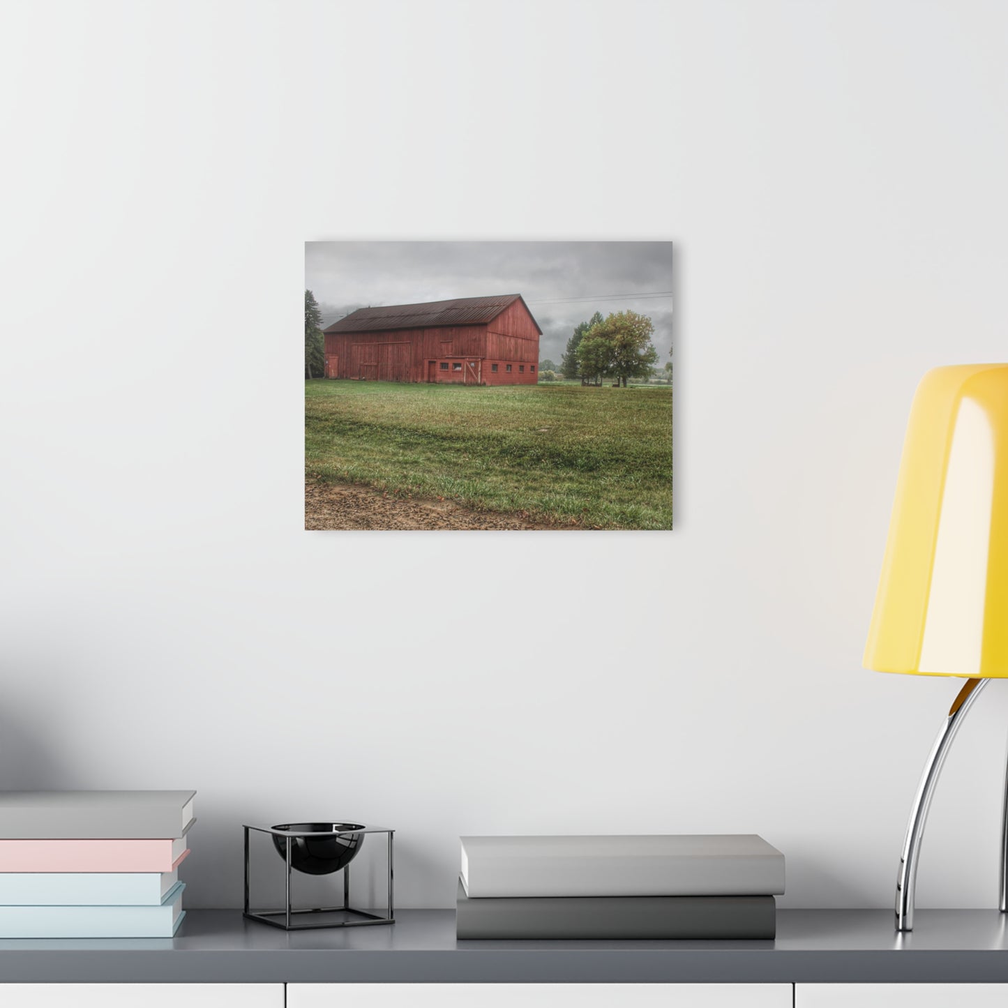 U R There Photography Birch Road Red Rustic Farmhouse Acrylic Wall Print