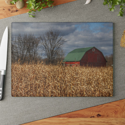 U R There Photography North Force Road Hidden Red Rustic Farmhouse Tempered-Glass Cutting Board
