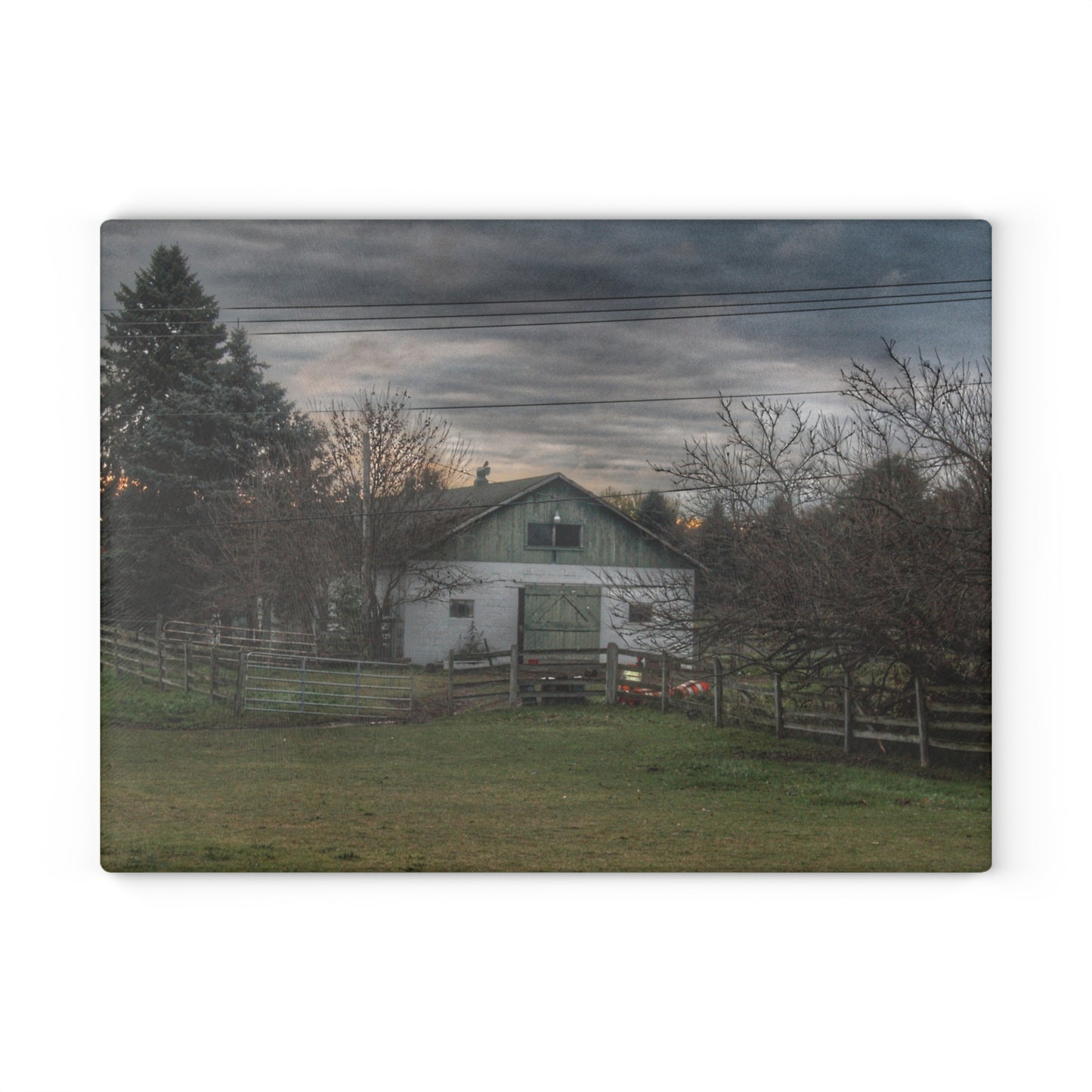 U R There Photography Myers Road Hidden White Rustic Farmhouse Tempered-Glass Cutting Board