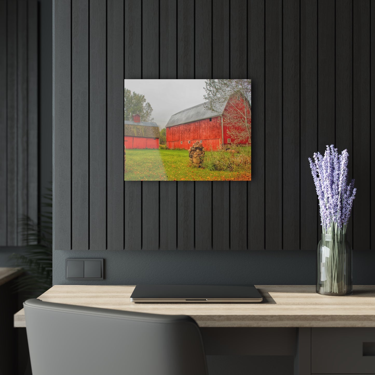 U R There Photography Cramton Road Reds I Rustic Farmhouse Acrylic Wall Print