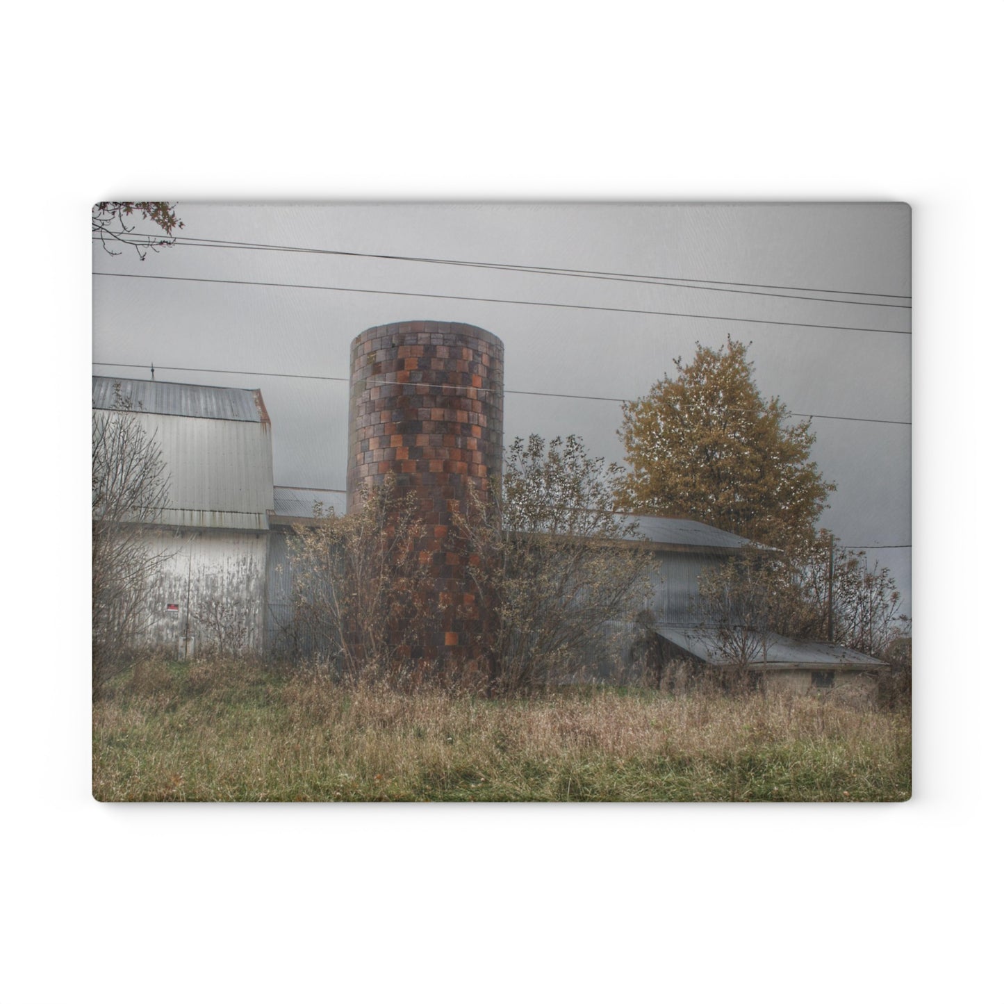 U R There Photography Bordman Road Grey Rustic Farmhouse Tempered-Glass Cutting Board
