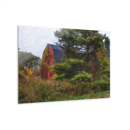U R There Photography Green Corners Road Hidden Red Rustic Farmhouse Acrylic Wall Print