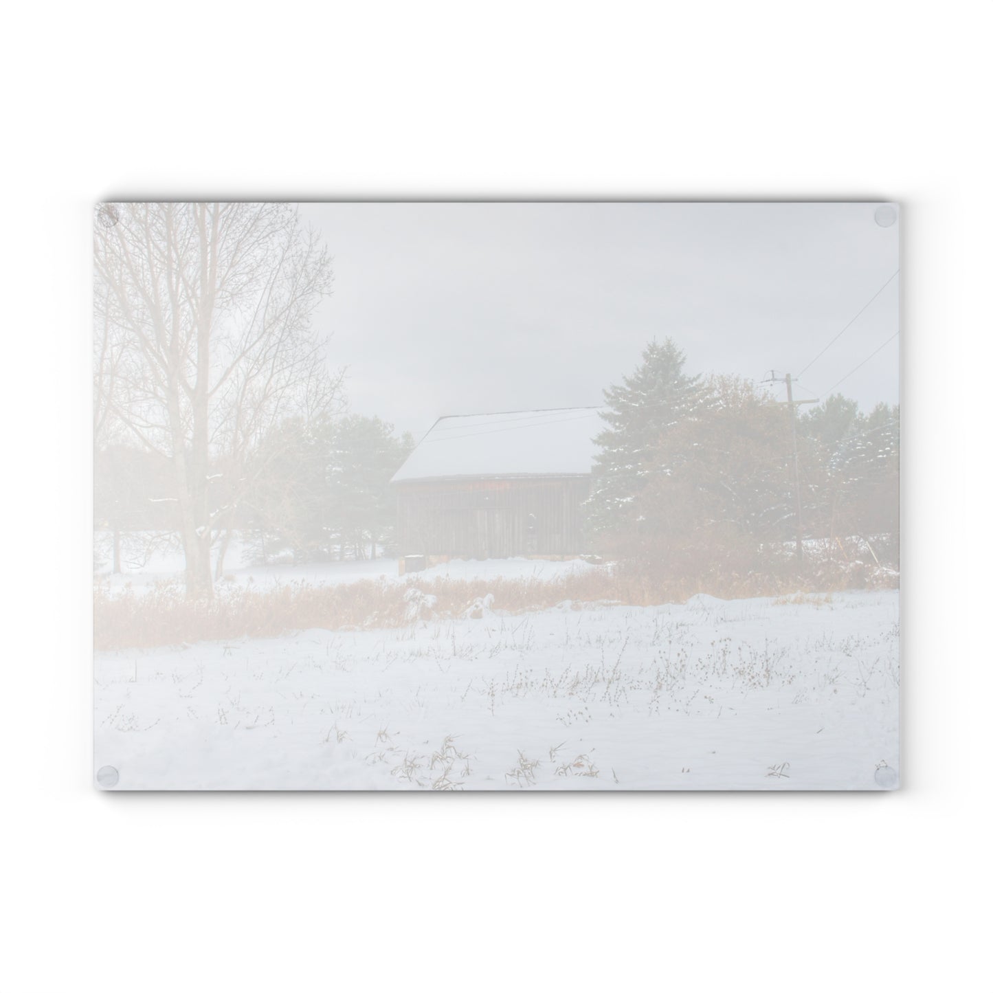 U R There Photography Hosner Road Grey in Winter Rustic Farmhouse Tempered-Glass Cutting Board
