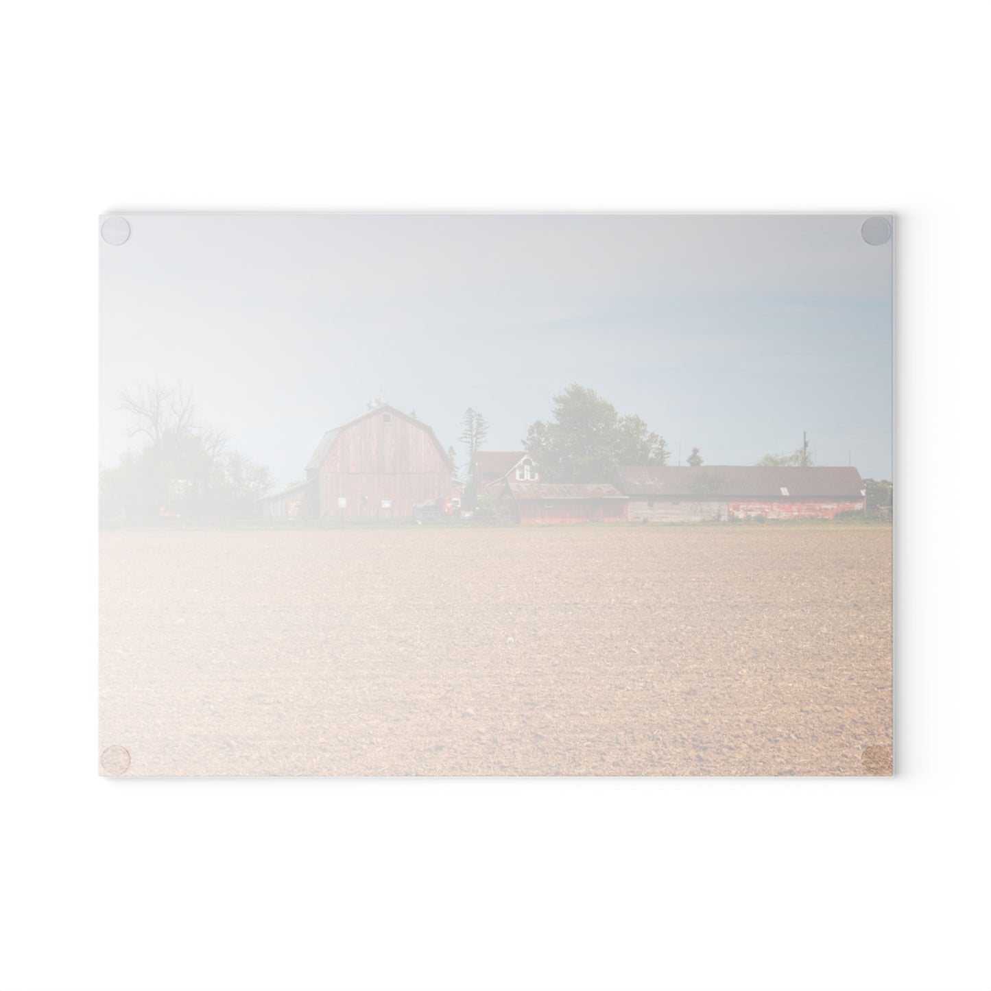 U R There Photography Volz Road Reds Rustic Farmhouse Tempered-Glass Cutting Board