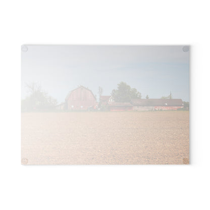 U R There Photography Volz Road Reds Rustic Farmhouse Tempered-Glass Cutting Board