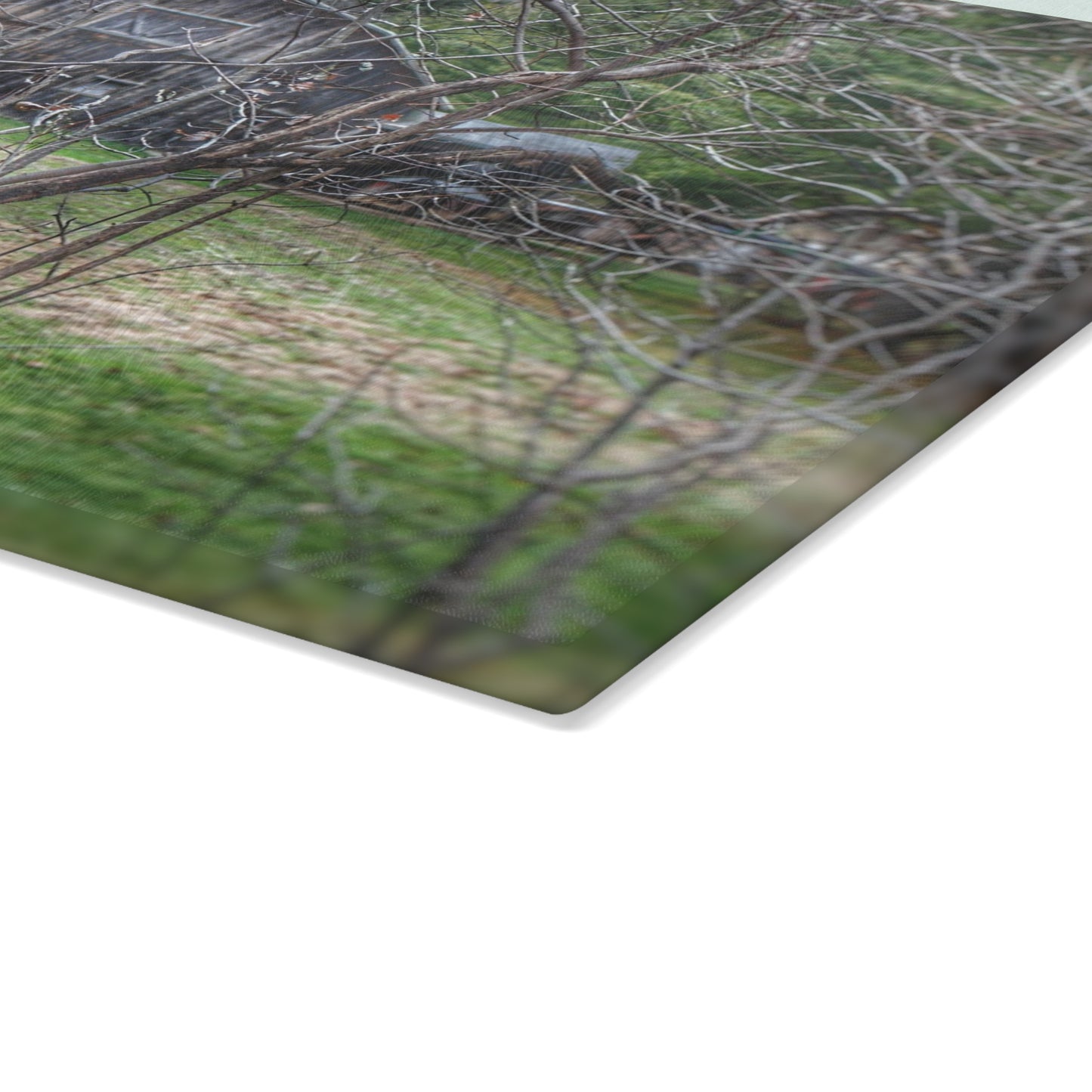 U R There Photography Hidden Capac Grey Rustic Farmhouse Tempered-Glass Cutting Board