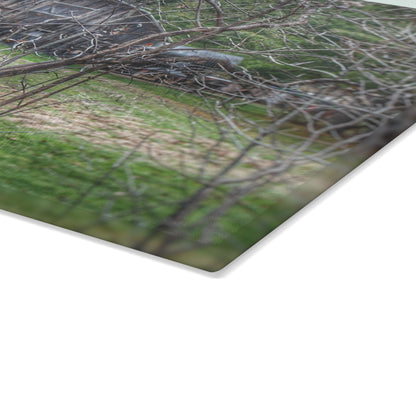 U R There Photography Hidden Capac Grey Rustic Farmhouse Tempered-Glass Cutting Board