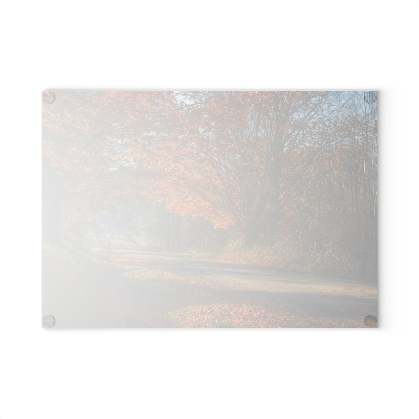 U R There Photography Fall on Oak Road Rustic Farmhouse Tempered-Glass Cutting Board