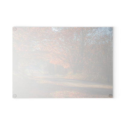 U R There Photography Fall on Oak Road Rustic Farmhouse Tempered-Glass Cutting Board