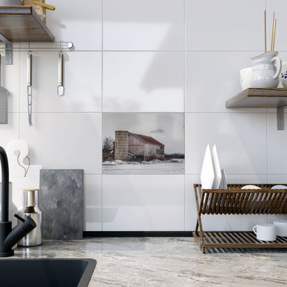 U R There Photography Babcock Road Grey Rustic Farmhouse Decorative Ceramic Tile 6" × 8" Glossy