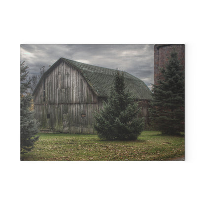 U R There Photography Pero Lake Road Grey I Rustic Farmhouse Tempered-Glass Cutting Board