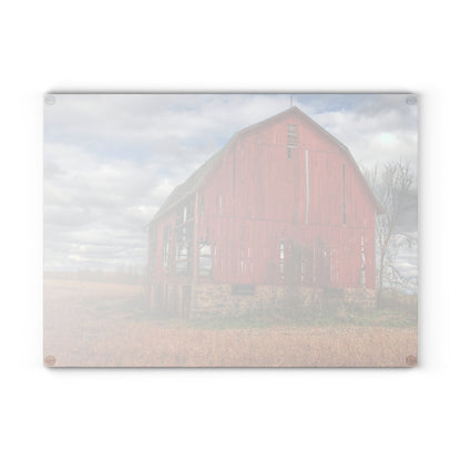U R There Photography Laur Road Forgotten Red I Rustic Farmhouse Tempered-Glass Cutting Board