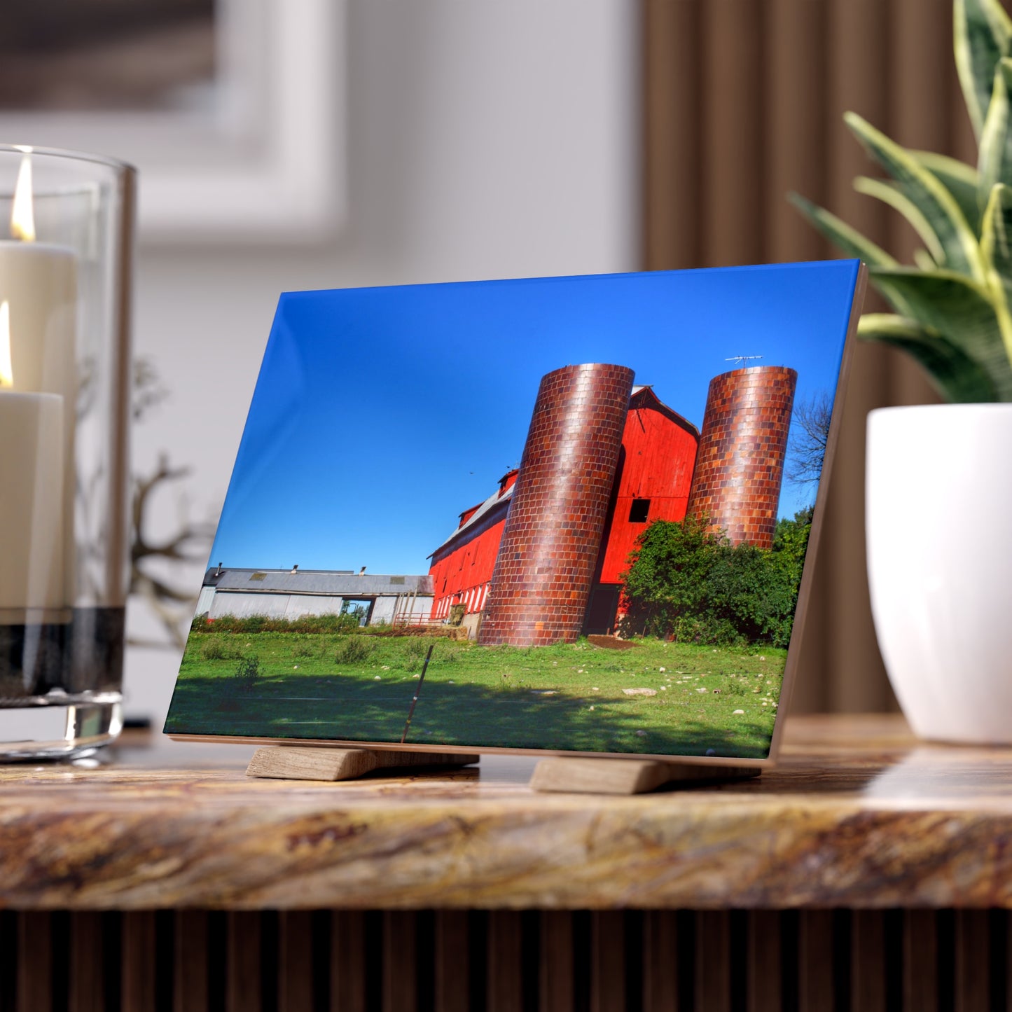 U R There Photography Baldwin Red I Rustic Farmhouse Decorative Ceramic Tile