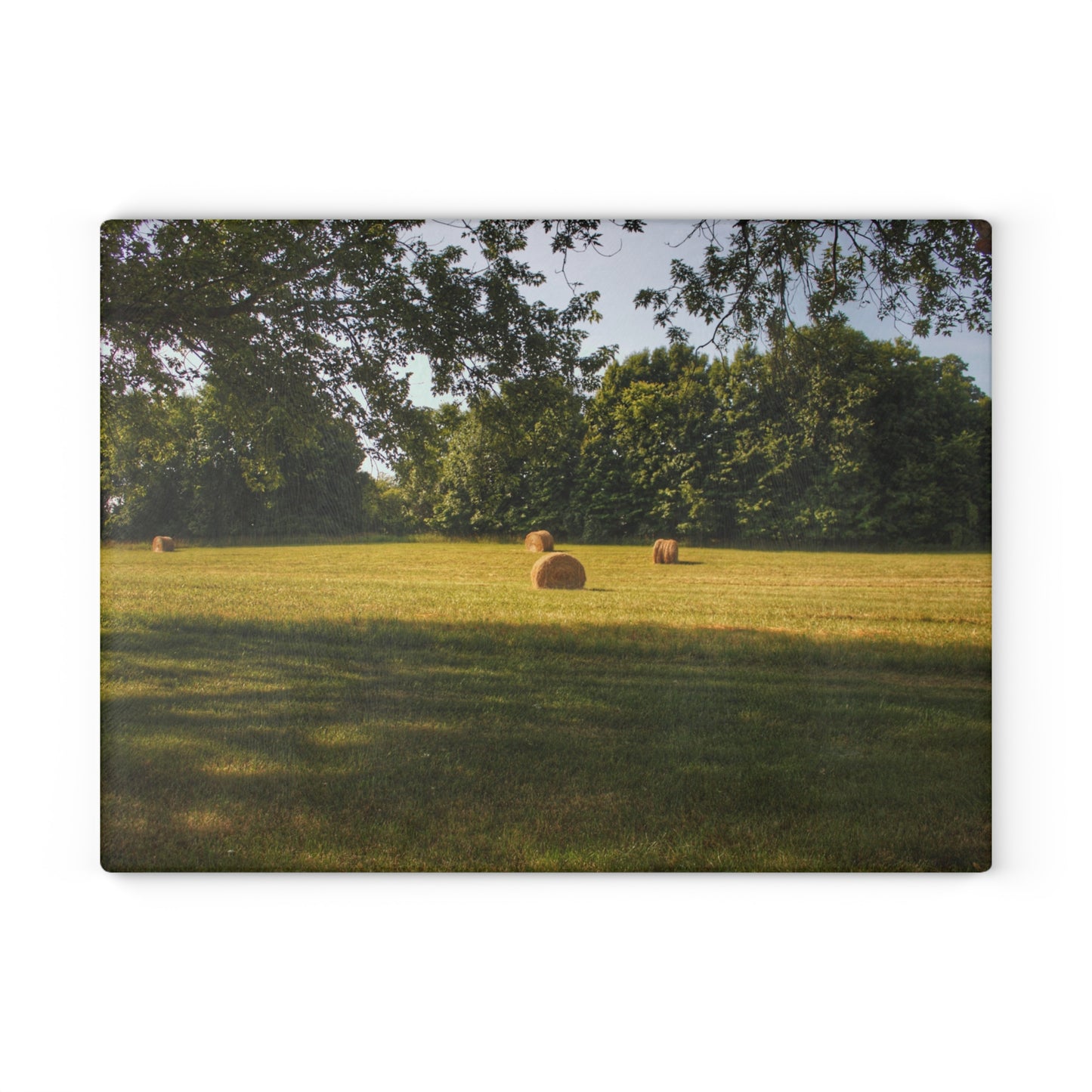 U R There Photography Summer Haybales I Rustic Farmhouse Tempered-Glass Cutting Board