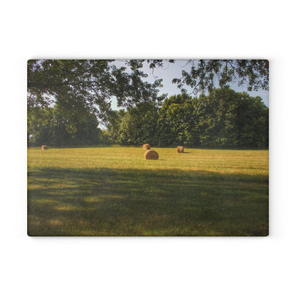 U R There Photography Summer Haybales I Rustic Farmhouse Tempered-Glass Cutting Board