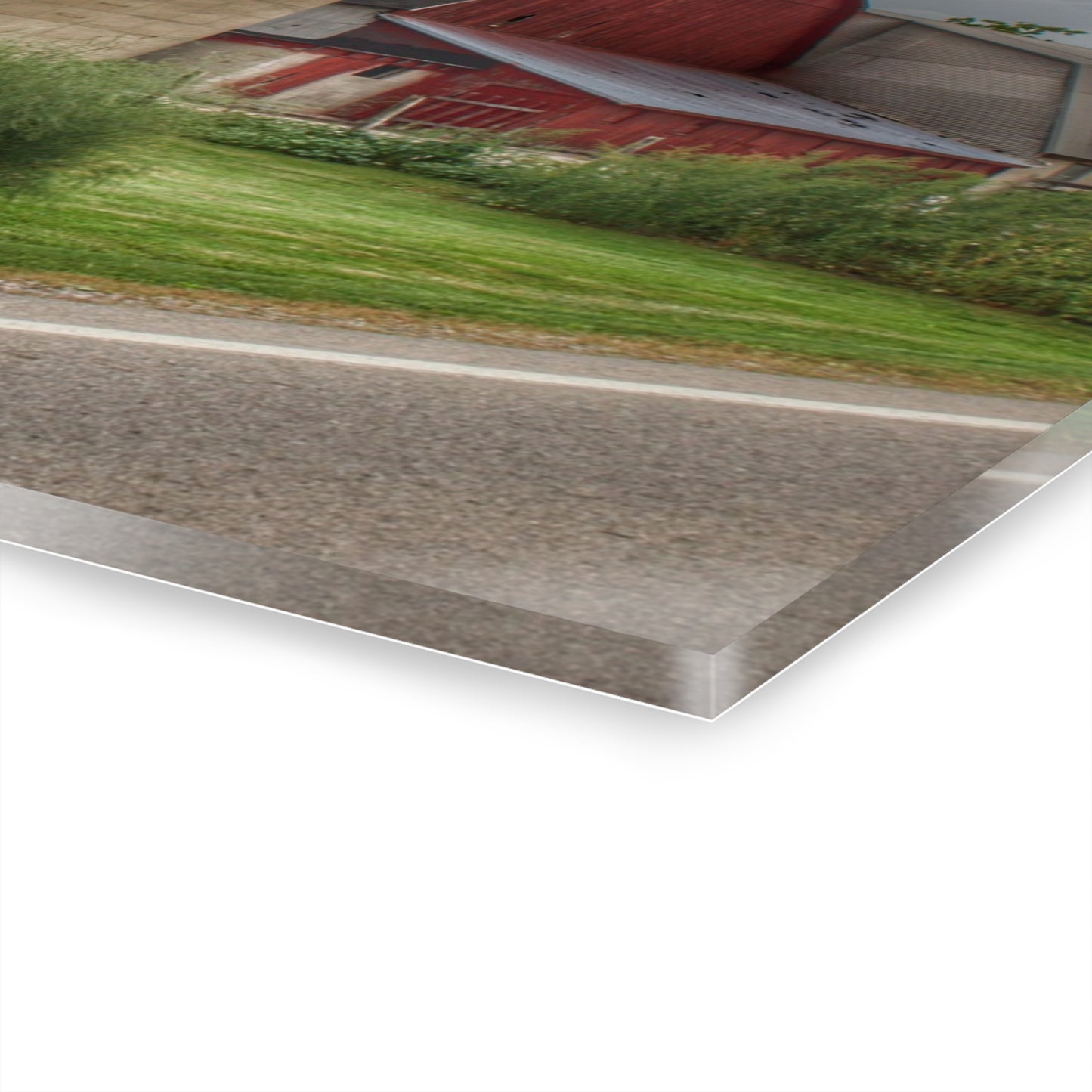 U R There Photography Lake Pleasant Road Little Red and Silo II Rustic Farmhouse Acrylic Wall Print