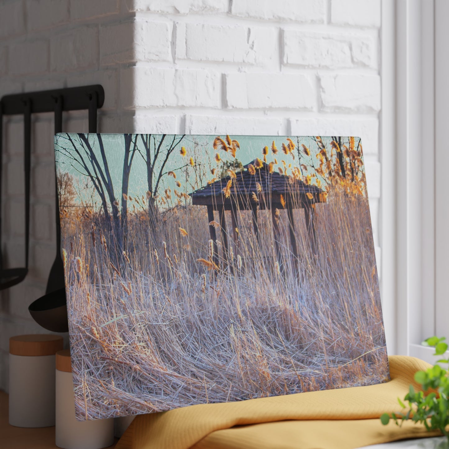 U R There Photography Haines Hidden Gazebo Rustic Farmhouse Tempered-Glass Cutting Board