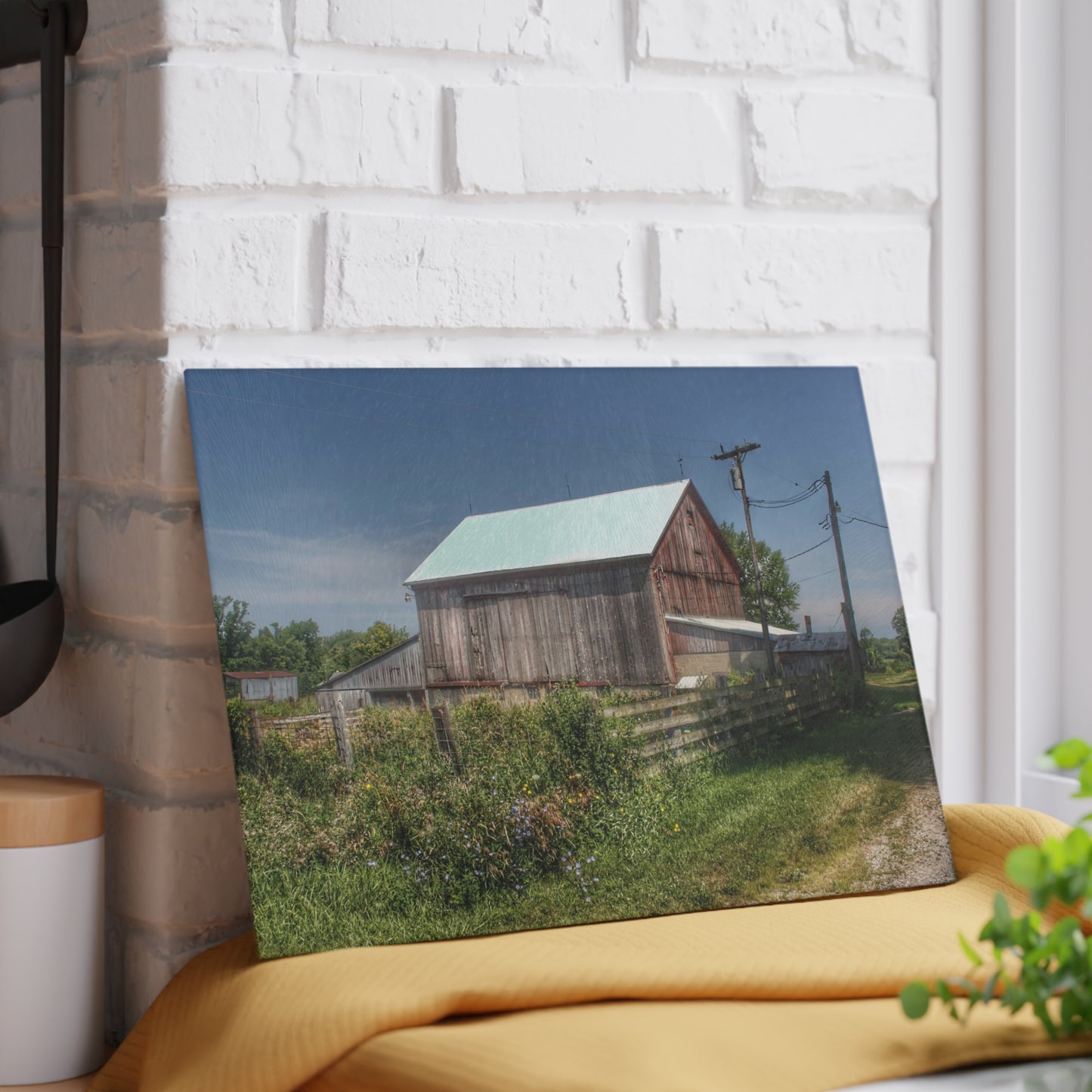 U R There Photography Castle Road Cow Barn I Rustic Farmhouse Tempered-Glass Cutting Board