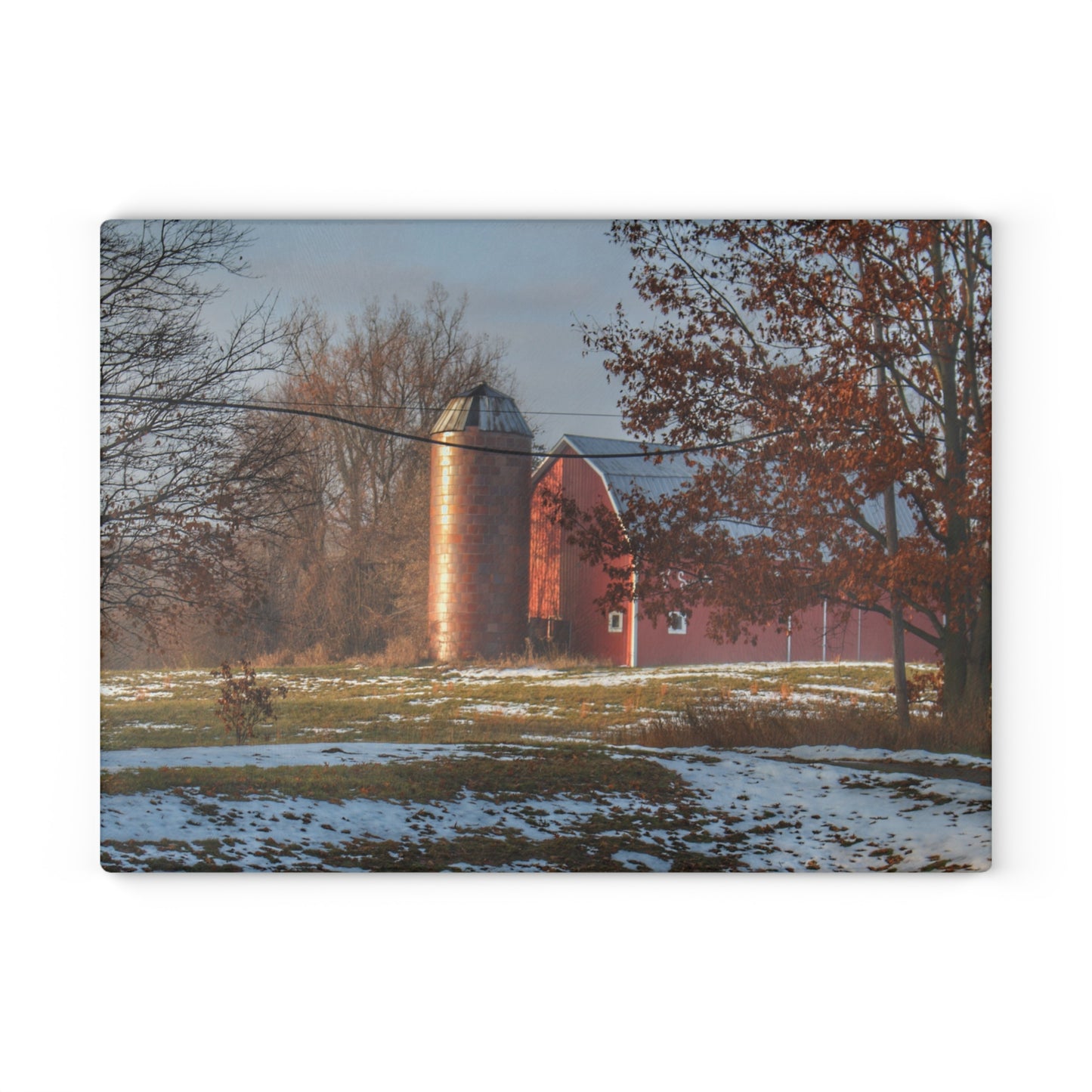 U R There Photography Vienna Road Red Rustic Farmhouse Tempered-Glass Cutting Board