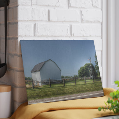 U R There Photography M-90 White and Windmill I Rustic Farmhouse Tempered-Glass Cutting Board