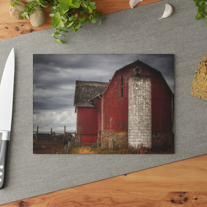 U R There Photography Hurd Corners Red III Rustic Farmhouse Tempered-Glass Cutting Board