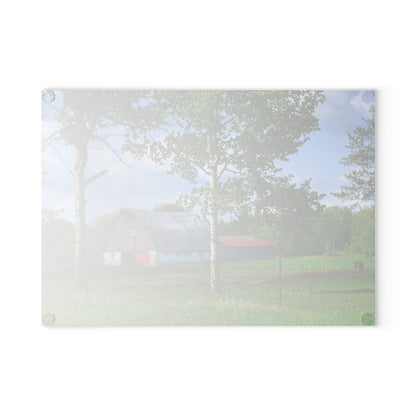 U R There Photography Shepard Road Hillman Red Rustic Farmhouse Tempered-Glass Cutting Board