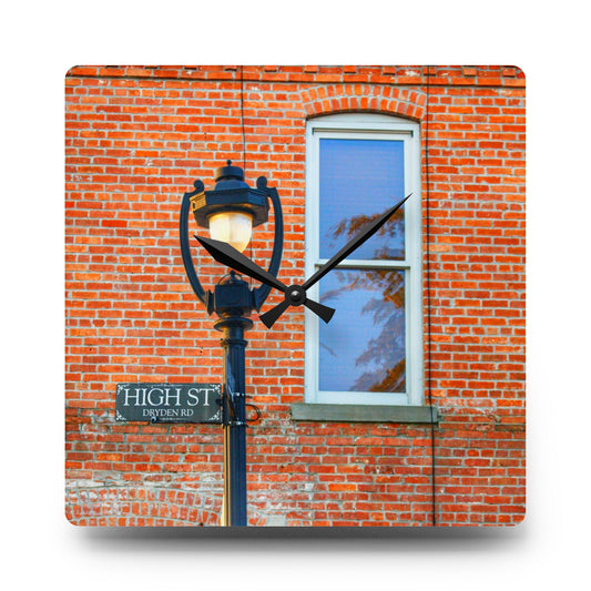 High Street Rustic Farmhouse Acrylic Analog Wall Clock 10.75'' × 10.75'' (Square)